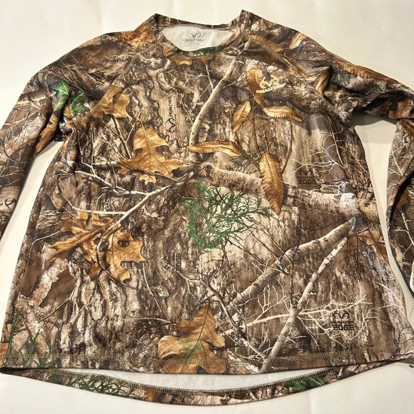 Realtree Edge Camo‎ Long Sleeve Hunting Stretch Outdoor Shirt Lightweight Mens L - Picture 1 of 6